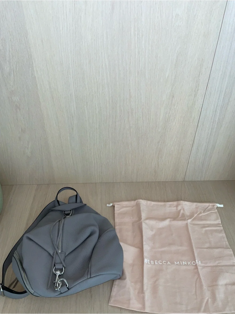 Rebecca Minkoff Gray Julian Pebbled Leather Backpack